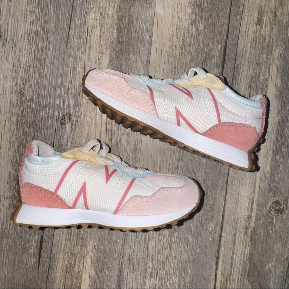 New Balance Pink and White Kids Sneakers - Picture 9 of 13